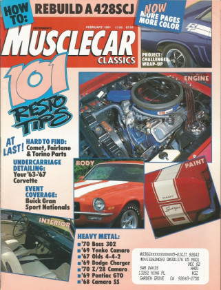 MUSCLECAR CLASSICS 1991 FEB - VETTE, YENKO, K-CODE